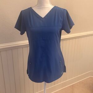 Women's Blue, Grey’s Anatomy, Signature style, V-Neck Scrub Top, size S.